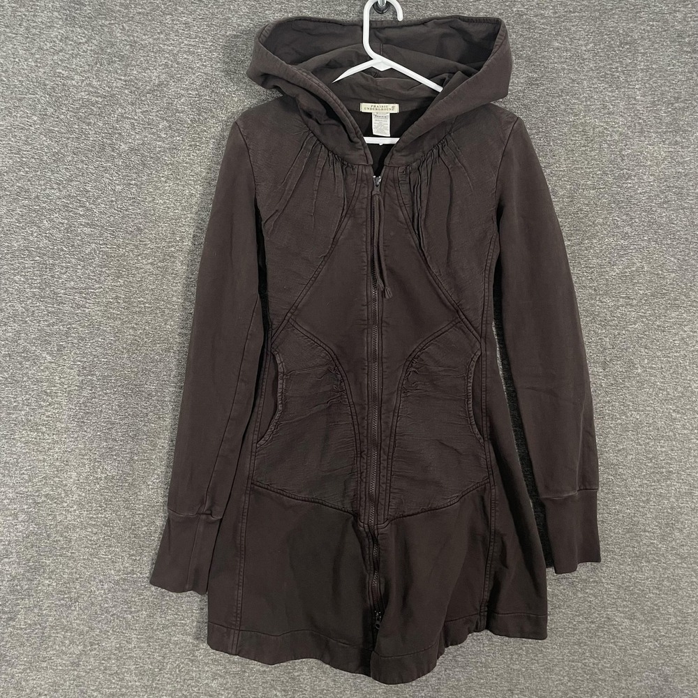 Prairie Underground Jacket Womens Small Brown Hooded Long Cloak Hoodie